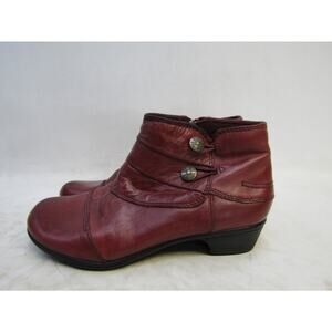 Earth Womens Size 6.5 M Red Leather Zip Slouch Fashion Ankle Boots Booties